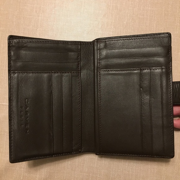 CARVEN Leather BROWN Wallet with button - Picture 4 of 8